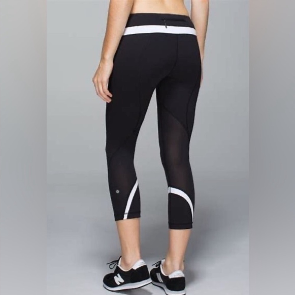 Lululemon Run: Inspire Crop II Black/White Leggings